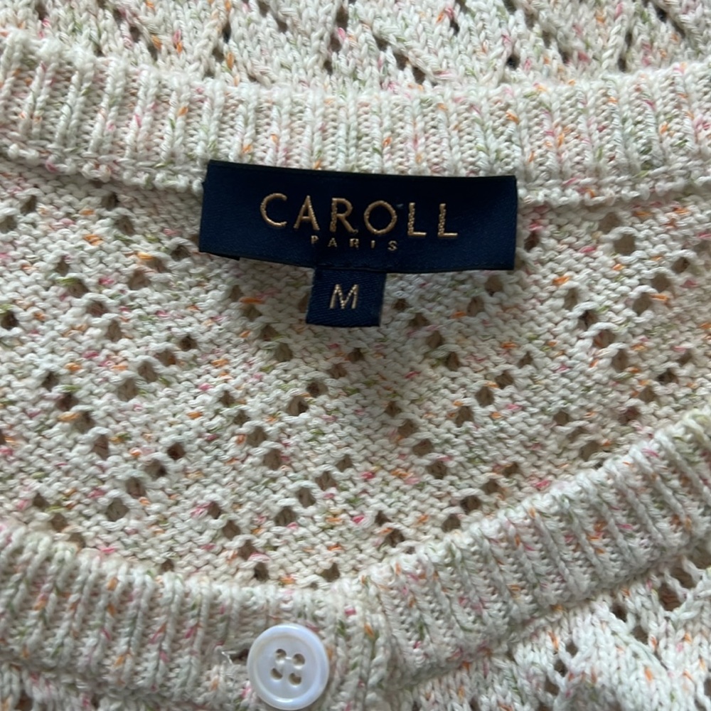 CAROLL PARIS Button Front Cotton Knit Cardigan Size M - Picture 10 of 11